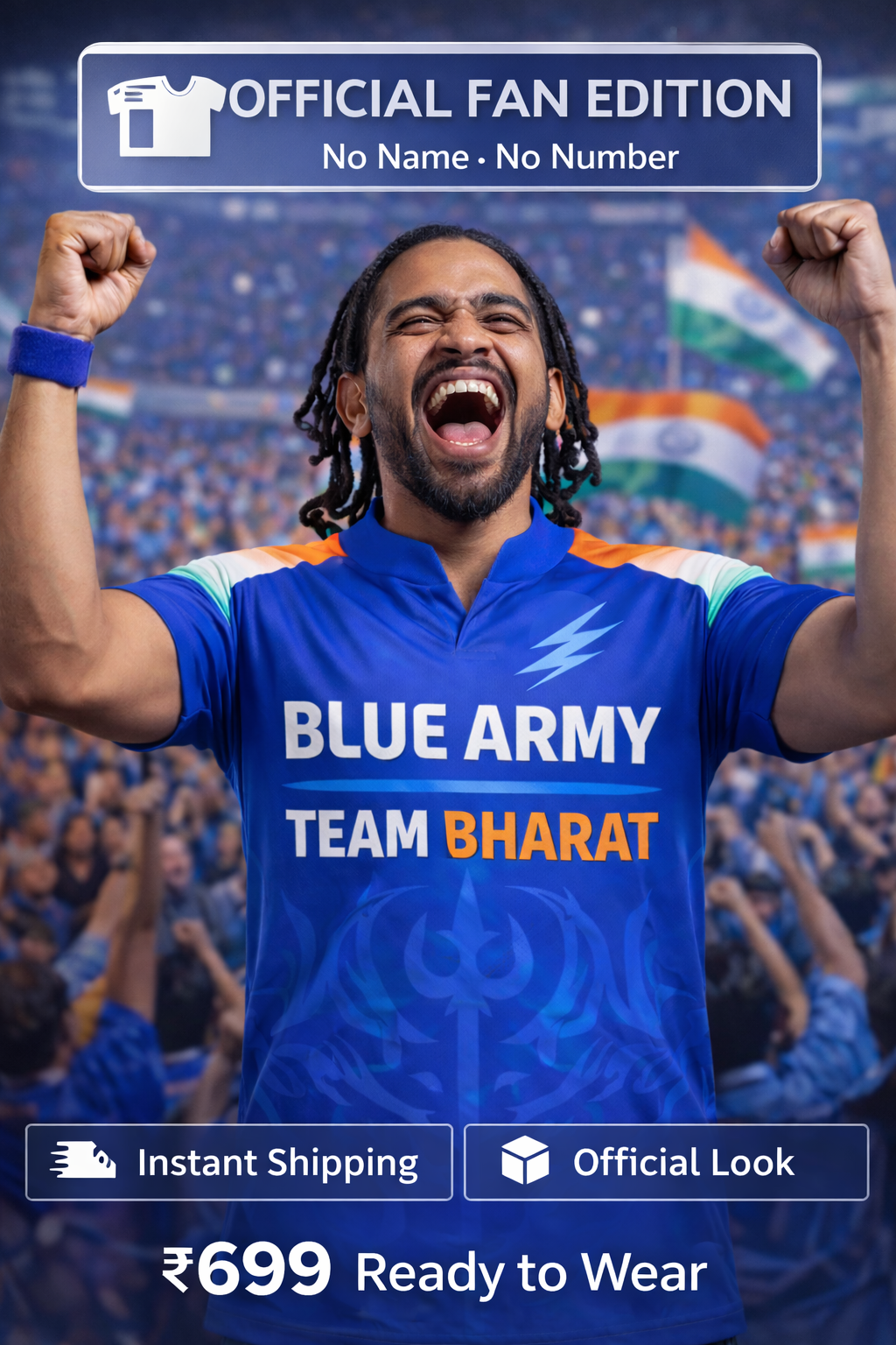 Blue Army – Fan Jersey (Generic: No Name & Number)